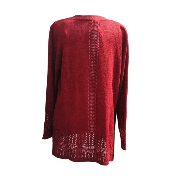 Stitch Fix Lety & Me Elea Pointelle Women's Burnt Orange 1X Cardigan Sweater NWT - Picture 3 of 11